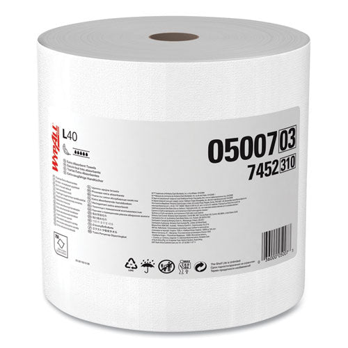 Image of WypAll® L40 Towels, Jumbo Roll, 12.5 x 12.2, White, 750/Roll