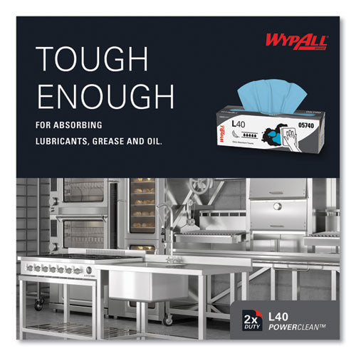 Image of WypAll® L40 Towels, POP-UP Box, 9.8 x 16.4, Blue, 100/Box, 9 Boxes/Carton