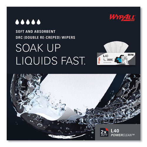 Image of WypAll® L40 Towels, POP-UP Box, 16.4 x 9.8, White, 100/Box, 9 Boxes/Carton