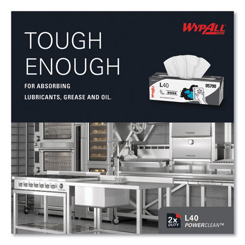 Image of WypAll® L40 Towels, POP-UP Box, 16.4 x 9.8, White, 100/Box, 9 Boxes/Carton