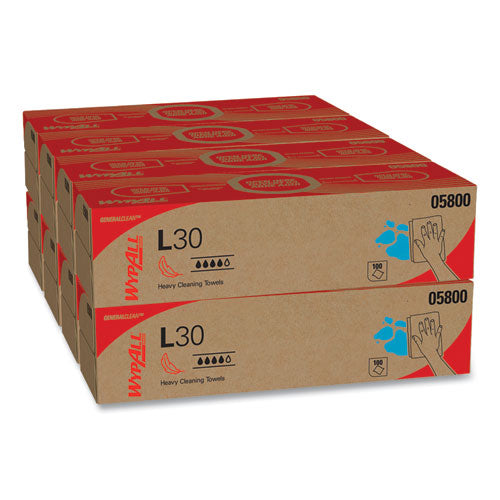 Image of WypAll® L30 Towels, POP-UP Box, 16.4 x 9.8, White, 100/Box, 8 Boxes/Carton