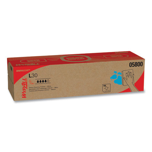 Image of WypAll® L30 Towels, POP-UP Box, 16.4 x 9.8, White, 100/Box, 8 Boxes/Carton