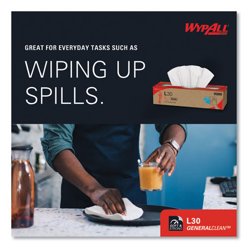 Image of WypAll® L30 Towels, POP-UP Box, 16.4 x 9.8, White, 100/Box, 8 Boxes/Carton