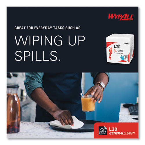 Image of WypAll® L30 Towels, Quarter Fold, 12.5 x 12, 90/Polypack, 12 Polypacks/Carton