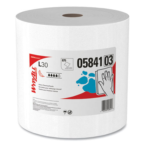 Image of WypAll® L30 Towels, 12.4 x 12.2, White, 875/Roll