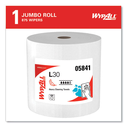 Image of WypAll® L30 Towels, 12.4 x 12.2, White, 875/Roll