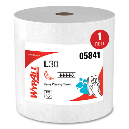 Image of WypAll® L30 Towels, 12.4 x 12.2, White, 875/Roll
