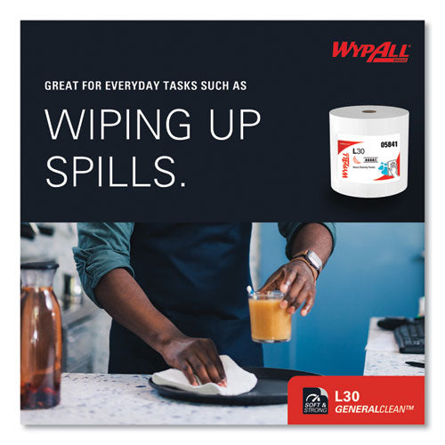 Image of WypAll® L30 Towels, 12.4 x 12.2, White, 875/Roll