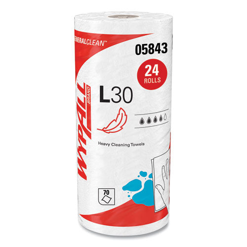 Image of WypAll® L30 Towels, 11 x 10.4, White, 70 Sheets/Roll