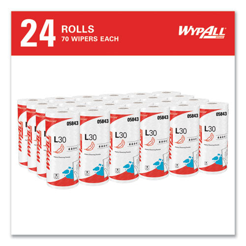 Image of WypAll® L30 Towels, 11 x 10.4, White, 70 Sheets/Roll
