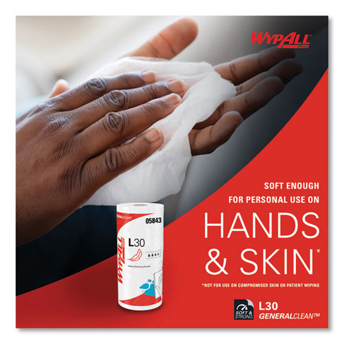 Image of WypAll® L30 Towels, 11 x 10.4, White, 70 Sheets/Roll