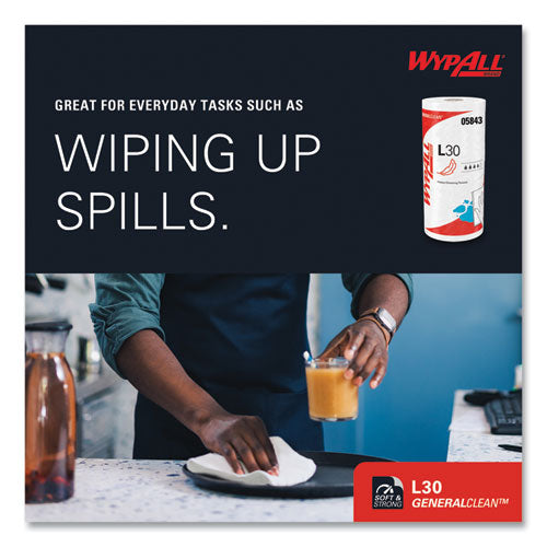 Image of WypAll® L30 Towels, 11 x 10.4, White, 70 Sheets/Roll