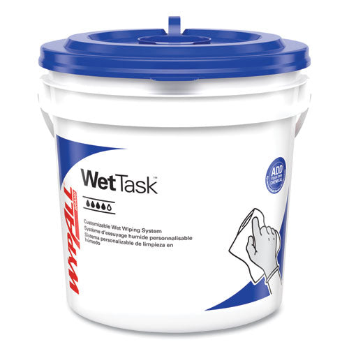 Image of WypAll® Power Clean Wipers for WetTask Customizable Wet Wiping System with (1) Bucket, 6 x 12, Unscented, 95/Roll, 6 Rolls/Carton
