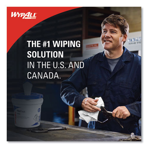 Image of WypAll® Power Clean Wipers for Solvents WetTask Customizable Wet Wiping System, Wipers Only, 9 x 15, White, 275/Roll, 2 Rolls/Carton