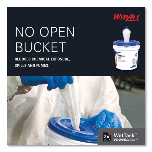 Image of WypAll® Power Clean Wipers for Solvents WetTask Customizable Wet Wiping System, Wipers Only, 9 x 15, White, 275/Roll, 2 Rolls/Carton
