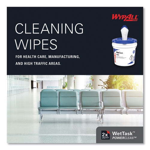 Image of WypAll® Power Clean Wipers for Solvents WetTask Customizable Wet Wiping System, Wipers Only, 9 x 15, White, 275/Roll, 2 Rolls/Carton
