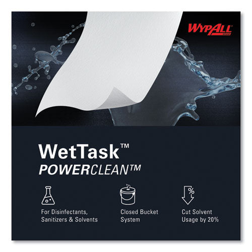 Image of WypAll® Power Clean Wipers for Solvents WetTask Customizable Wet Wiping System, Wipers Only, 9 x 15, White, 275/Roll, 2 Rolls/Carton