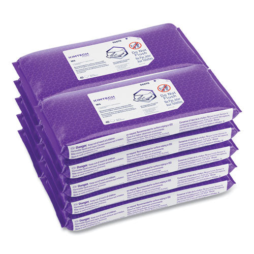Image of Kimtech W4 PreSat Alcohol Wipers, 70% IPA, 1-Ply, 9 x 11, White, 40/Pack, 10 Packs/Carton