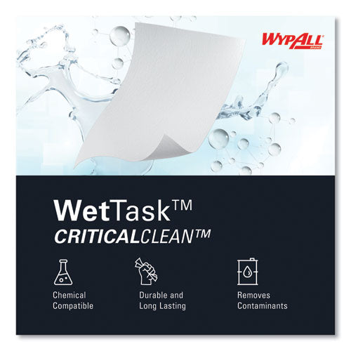 Image of WypAll® Critical Clean Wipers for Bleach, Disinfectants, Sanitizers WetTask Customizable Wet Wiping System, w/Bucket,140/Roll, 6/CT