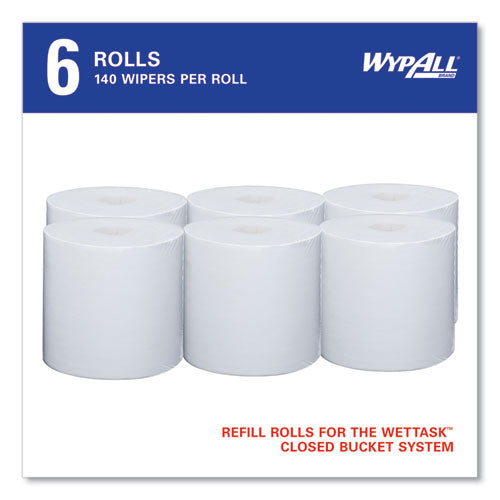 Image of WypAll® Critical Clean Wipers for Bleach, Disinfectants, Sanitizers WetTask Customizable Wet Wiping System, 90/Roll, 6 Rolls/Carton
