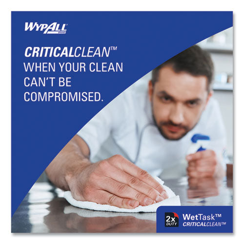 Image of WypAll® Critical Clean Wipers for Bleach, Disinfectants, Sanitizers WetTask Customizable Wet Wiping System, 90/Roll, 6 Rolls/Carton