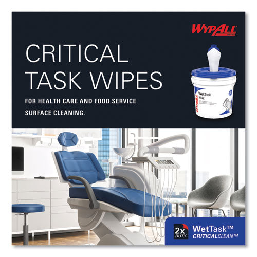 Image of WypAll® Critical Clean Wipers for Bleach, Disinfectants, Sanitizers WetTask Customizable Wet Wiping System, 90/Roll, 6 Rolls/Carton