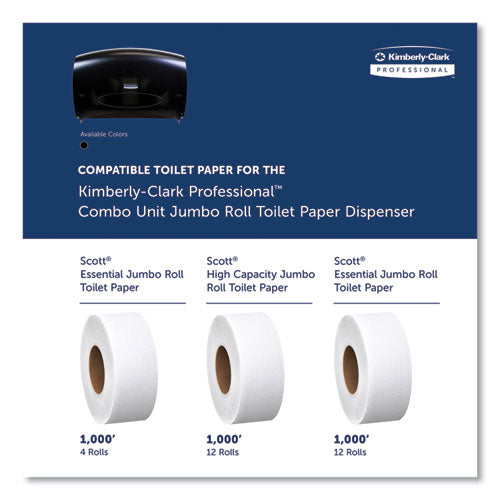 Image of Kimberly-Clark Professional Cored JRT Jumbo Combo Tissue Dispenser, 20.4 x 5.8 x 13.1, Smoke/Gray