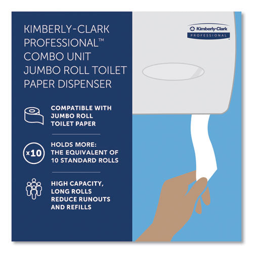 Image of Kimberly-Clark Professional Cored JRT Jumbo Combo Tissue Dispenser, 20.4 x 5.8 x 13.1, Smoke/Gray
