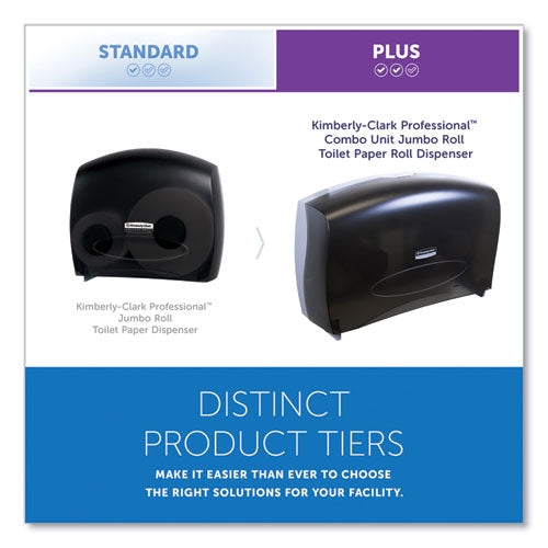 Image of Kimberly-Clark Professional Cored JRT Jumbo Combo Tissue Dispenser, 20.4 x 5.8 x 13.1, Smoke/Gray