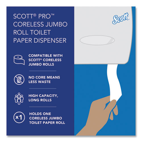Image of Scott® Pro Coreless Jumbo Roll Tissue Dispenser, EZ Load, 14.38 x 6 x 9.75, Stainless Steel