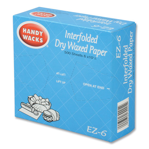 Image of Handy Wacks Interfolded Dry Waxed Paper Deli Sheets, 10.75 x 6, 12/Carton