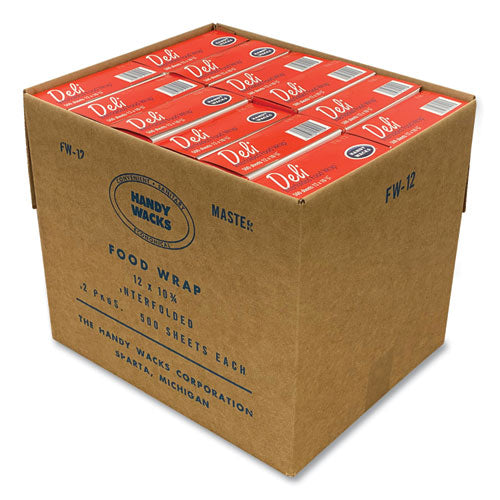 Image of Handy Wacks Interfolded Food Wrap Deli Sheets, 10.75 x 12, 12/Carton