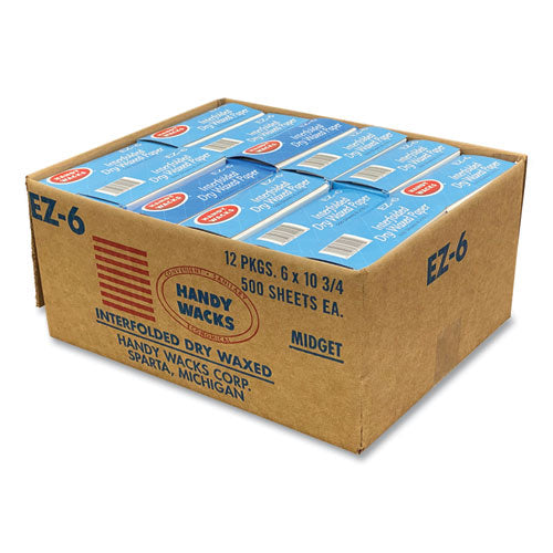 Image of Handy Wacks Interfolded Dry Waxed Paper Deli Sheets, 10.75 x 6, 12/Carton