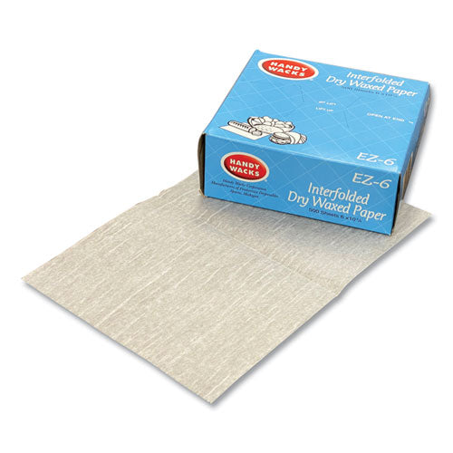 Image of Handy Wacks Interfolded Dry Waxed Paper Deli Sheets, 10.75 x 6, 12/Carton