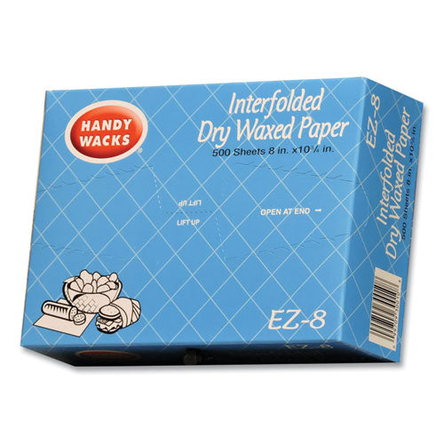 Image of Handy Wacks Interfolded Dry Waxed Paper Deli Sheets, 10.75 x 8, 12/Carton