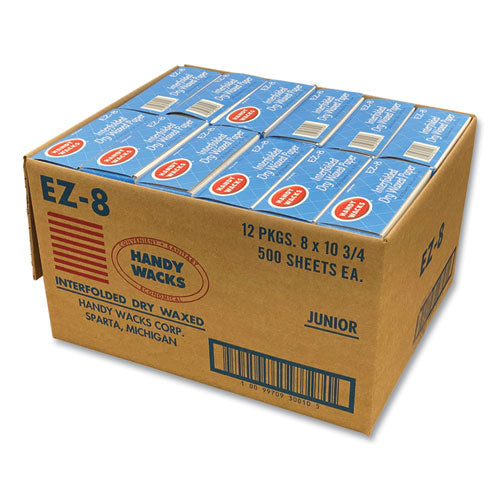 Image of Handy Wacks Interfolded Dry Waxed Paper Deli Sheets, 10.75 x 8, 12/Carton