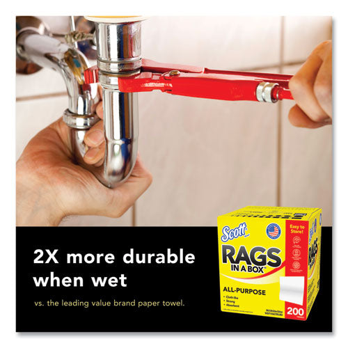 Image of Scott® Rags in a Box, POP-UP Box, 12 x 9, White, 200/Box