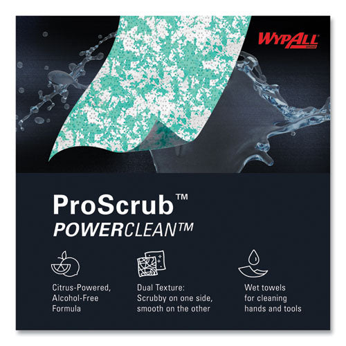 Image of WypAll® Power Clean ProScrub Pre-Saturated Wipes, 12 x 9.5, Citrus Scent, Green, 75/Pack, 6 Packs/Carton