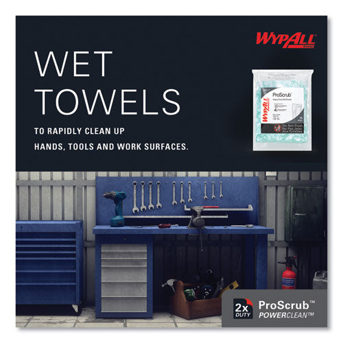 Image of WypAll® Power Clean ProScrub Pre-Saturated Wipes, 12 x 9.5, Citrus Scent, Green, 75/Pack, 6 Packs/Carton