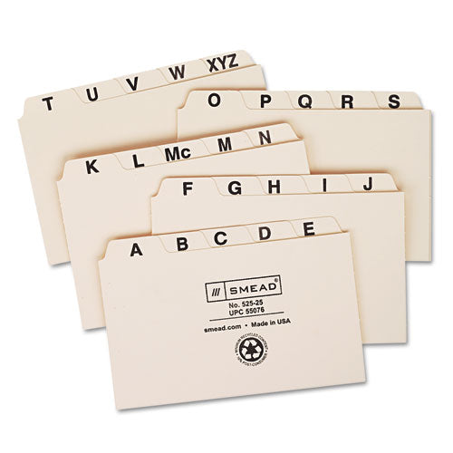 Image of Smead Manila Card Guides, 1/5-Cut Top Tab, A To Z, 3 X 5, Manila, 25/set