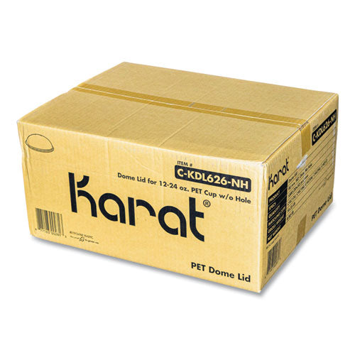 Image of Karat® PET Lids, No Hole Dome Lid, Fits 12 oz to 24 oz Cold Cups, Plastic, Clear, 1,000/Carton
