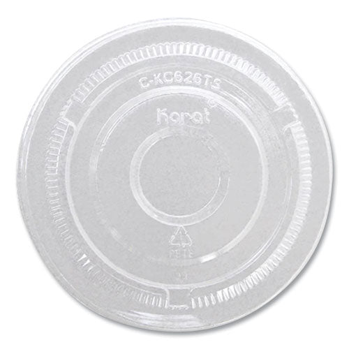 Image of Karat® PET Lids, No Hole Flat Lid, 12 oz to 24 oz Cold Cups, Plastic, Clear, 1,000/Carton