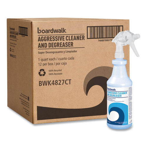 Image of Boardwalk® Aggressive Cleaner and Degreaser, Lemon Scent, 32 oz Bottle, 12/Carton