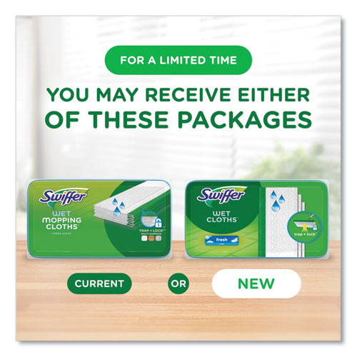Image of Swiffer® Wet Refill Cloths, 8 x 10, Fresh Scent, White, 12/Box, 6 Boxes/Carton