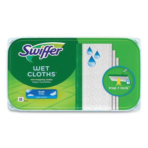 Image of Swiffer® Wet Refill Cloths, 8 x 10, Fresh Scent, White, 12/Box, 6 Boxes/Carton