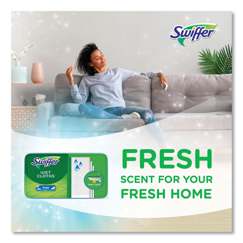 Image of Swiffer® Wet Refill Cloths, 8 x 10, Fresh Scent, White, 12/Box, 6 Boxes/Carton