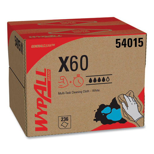 Image of WypAll® General Clean X60 Cloths, 12.5 x 16.8, White, 236/Carton