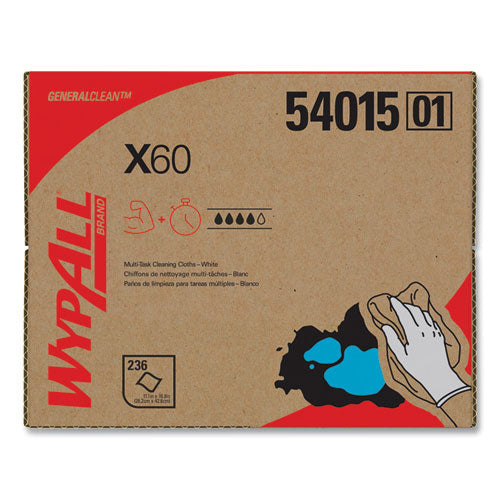Image of WypAll® General Clean X60 Cloths, 12.5 x 16.8, White, 236/Carton