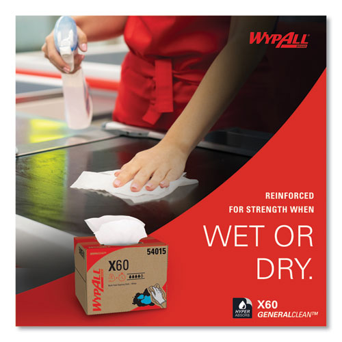 Image of WypAll® General Clean X60 Cloths, 12.5 x 16.8, White, 236/Carton