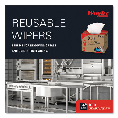 Image of WypAll® General Clean X60 Cloths, 12.5 x 16.8, White, 236/Carton